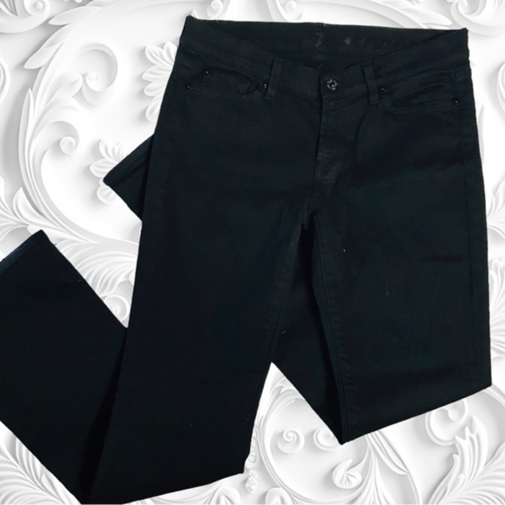 Seven For All Mankind Very Low Rise Boot Cut Black Denim Jeans Size 29